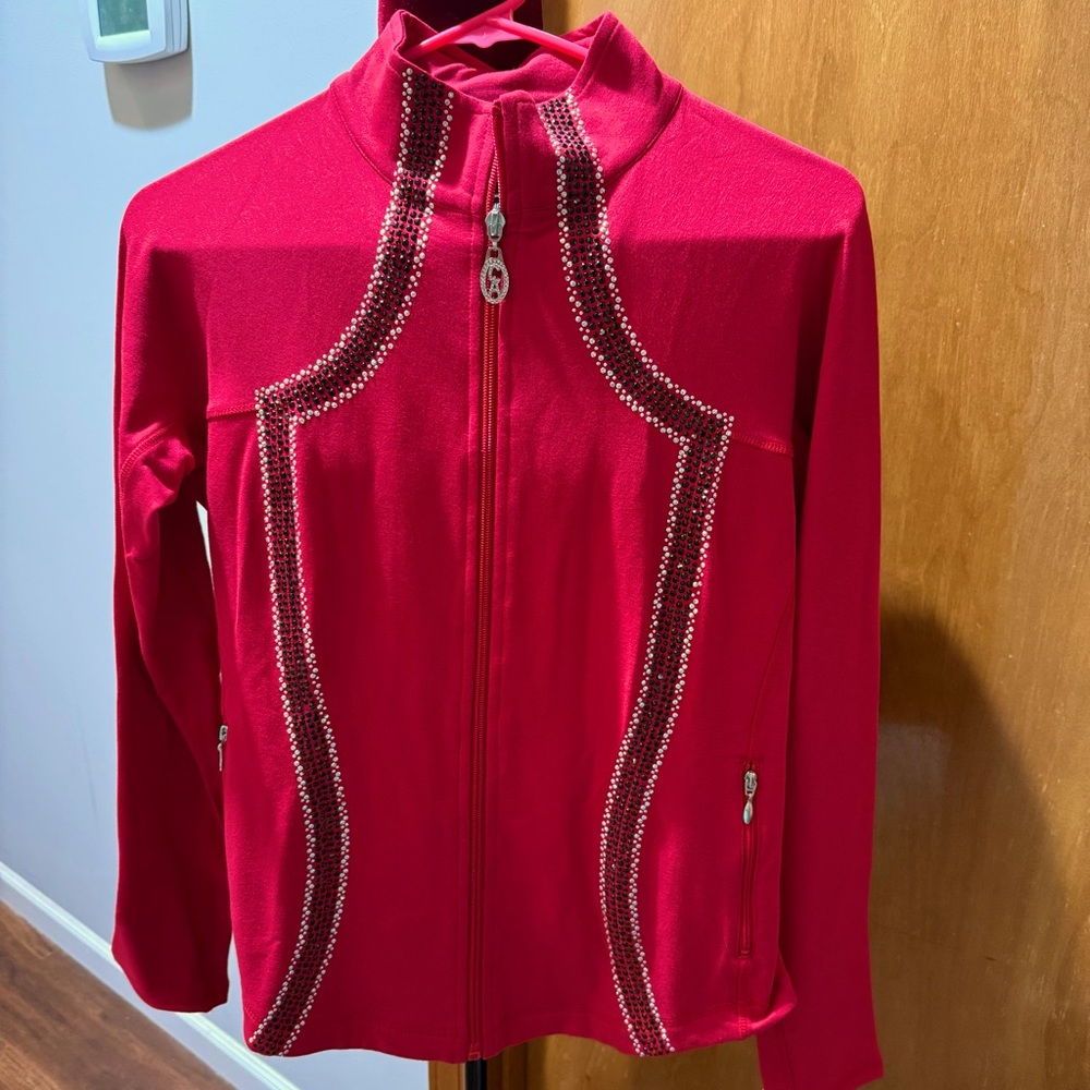 Christine Alexander Women's Red Zip-Up Sweater